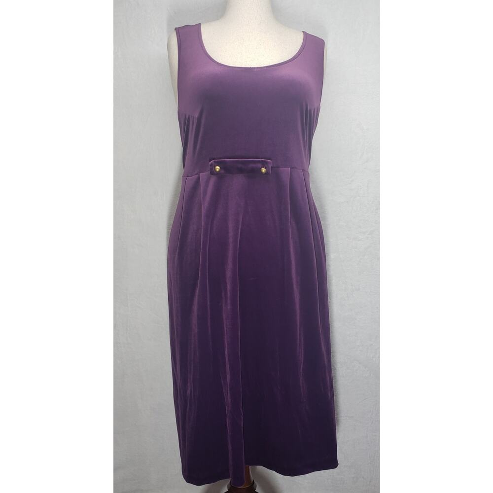 Whirlaway Frocks Vintage 90s Purple Velour Midi Dress Plus 18WP Whimsigoth